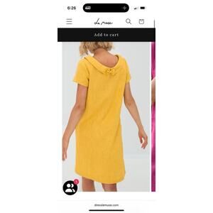 Le Muse STORY linen blend dress XS Mustard Yellow Women's Modest Elegant